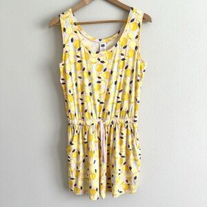 Alex's Lemonade Stand Jersey Knit Romper Womens Small Lemon Print Soft Comfy‎